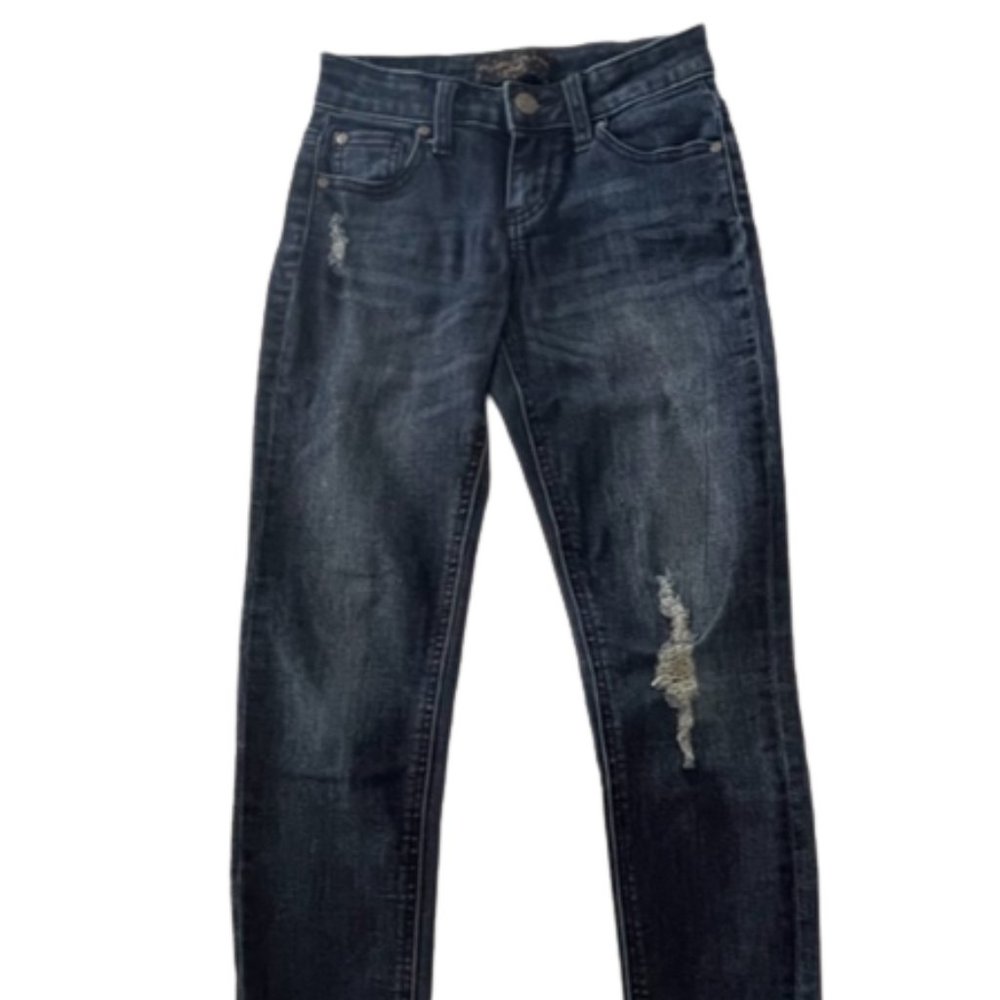 Celebrity Pink Girls Jeans / Denim Pants Pre-ripped 5 Pockets Zip Size 7